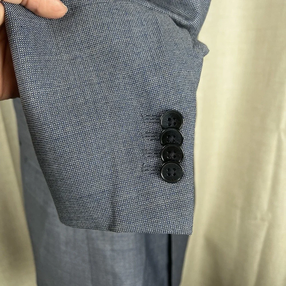 Banana Republic Blazer Mens 42‎ Short Slim Fit Blue Wool Marzotto Suit Jacket